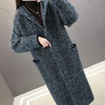 Winter Plus Size mantel Lahtine kapuutsiga kardigan koos Snowflake Design mantliga XL must