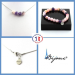 Pierres et Min&eacute;raux. Parure Bracelet Collier Perles Opale Rose + Am&eacute;thyste 8 mm. Chaine en Taille personnalisable.