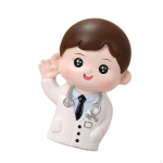 Doctor Statue Angel in White Figurine Cute Doll Resin Sculpture Cake Topper for Birthday Living Room Female Doctor