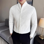 Kvaliteetne meeste vintage vabaaja s&auml;rk Moodne p&uuml;stkrae Inglismaa stiil Pikkade varrukatega s&auml;rk Mees Nooruslik eluj&otilde;ud Pluus Mees M valge