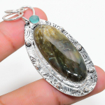 Labradorite, Chalcedony 925 Sterling Silver Jewelry Pendant 2.72 d4s35