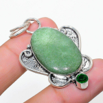 Chrysoprase, Diopside 925 Sterling Silver Jewelry Pendant 2.13 k1i16