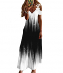 Must ja valge gradientne pits Sling Sling V-kaelusega naiste varrukateta pikk kleit S must