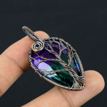 Bi Color Tourmaline Handmade Copper Wire Wrap Jewely Pendant 2.2 n0w62