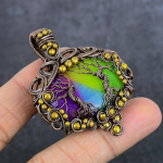 Rainbow Solar Quartz Handmade Copper Wire Wrap Tree Of Life Pendant 2.32 v2f66