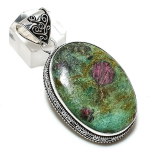 Ruby in Fuchsite Handmade Ethnic 925 Silver Jewelry Pendant 2.36 y4L46