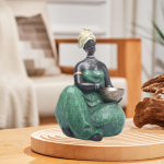 Aafrika Naise Kuju Kogutav Skulptuur Esteetiline Ornament Vaik Inimfiguur H&otilde;imu Naine 16cmx24cm Sitting