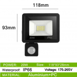 LED PIR Liikumisandur IP66 Veekindel AC175V-265V LED Prožektorid 200W 150W 100W LED Rippuv V&auml;lis V&auml;lis Seinalamp Prožektor 20W valge
