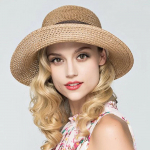 Naiste suvine vabaaja suur m&uuml;ts, linane vibu, kaunistatud p&auml;ikesek&uuml;bar rannam&uuml;ts One Size kohv