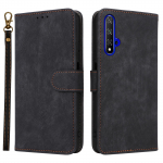 For Huawei nova 5T 4G/Honor 20/20S (For China) RFID Blocking Phone Case Wallet Stand PU Leather Cover with Strap Blue