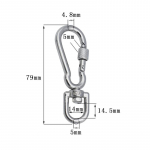 Roostevabast terasest p&ouml;&ouml;rlevad konksud lukustavad koera jalutusrihma pandla kiirkinnitusega karabiinklambrid koertega jalutamiseks telkimiseks 5mm