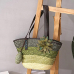 Kootud &otilde;lgkott Suvine Lilleline Bohemia Mood Naiste K&auml;ekotid V&auml;rvilised Triibud &Otilde;lakotid Rannakotid 45*15*30cm armee roheline v&auml;rv