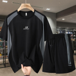 Suured suurused 6XL-13XL Mood &Uuml;lem&otilde;&otilde;dulised 2-osalised komplektid Meeste T-s&auml;rk Suvised l&uuml;hikesed p&uuml;ksid Komplekt Vintage riided 10XL(140kg-150kg) must