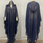Pikk kapuutsiga keepkleit kuumliimitud strasskivide ja helmestega, moslemi abaya, elegantne, stiilne naister&otilde;ivas One Size