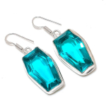 Natural Green Tourmaline Gemstone 925 Sterling Silver Jewelry Earring 1.97 h7f85