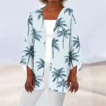 Naiste vabaajamood Beach Ocean Tree Print Kerge keskmise pikkusega jope kardigan S