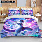 10 suurust Pokemon Mewtwo tr&uuml;kiga voodipesukomplekt multikas anime tekikott tekk padjap&uuml;&uuml;r poisid t&uuml;drukud lapsed t&auml;iskasvanud king suurus kingitus 150x200cm 3pcs