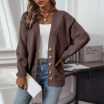 Naiste mood vabaaja kootud &uuml;hev&auml;rviline kapuutsiga kampsun mantel L