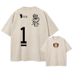 Anime Haikyuu!! Meeste ja naiste Hinata Shoyo graafilise mustriga pestud T-s&auml;rk, vabaaja, lahtise mustriga, harajuku puuvillast topid 4XL black
