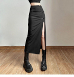 Naiste Y2K must l&otilde;hestatud Midi seelik Korea stiilis vabaaja gooti k&otilde;rge v&ouml;&ouml;kohaga t&auml;navar&otilde;ivad, k&otilde;ik sobivad seelikud XL