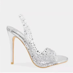 Suvemoe Rhinestone PVC L&auml;bipaistvad Kontsad Stilettod Sandaalid Naiste Terava Ninaga Peo H&otilde;bedased Pulmasussid Kuldsed Slip-On Sandaalid 38 h&otilde;be