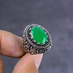 Emerald(Simulated) Gemstone Handmade 925 Sterling Silver Jewelry Ring S.10 j1k01