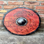 45,72 cm keskaegne draakonilahingus kulunud viikingikilp, puidust Valhalla viikingi &uuml;mmargune kilp, kingitus meestele, norra cosplay kost&uuml;&uuml;mi kilp, Halloweeni kingitus