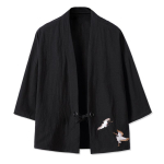 Tikandid Haori Kimono Harajuku Jaapani stiilis pluss-suuruses meeste samurai kost&uuml;&uuml;m Yukata Aasia r&otilde;ivaste kardigan naiste jope S must