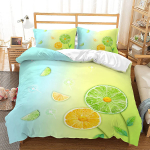 Sidruni tekikott Komplekt V&auml;rske Puuvilja Muster Pol&uuml;ester Tekikate King Queen Twin Full Suurus Lastele Teismelistele T&auml;iskasvanutele Voodipesu Komplekt EU single(135x200cm)