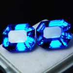 Looduslik tansiit sinine smaragdi kujuline 20,50 karaati SERTIFITSEERITUD lahtine v&auml;&auml;riskivi paar 13.3 mm each approx sinine