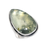 Looduslik Sammal Prehniit Kivist 925 Sterling H&otilde;bedast Ehted S&otilde;rmuse suurus 8 L9T27