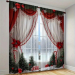 H&auml;id J&otilde;ule 2tk Kardinakomplekt Maamees Punane & Roheline Magamistoa Akna Kardinad Komplekt Elutoa jaoks 2 T&uuml;kki Tasuta Kohaletoimetamine 50W160H(CM)x2Panel&Grommet Top