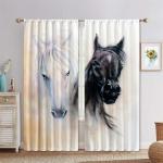 Hobuse Akknakardinad Magamistoa jaoks Loomakardinad Elutoa jaoks 3D Digitaaltr&uuml;kiga Kardin Akna jaoks Kodu Dekoor 2 Paneeli W60H60(CM)x2PCS&HOOK