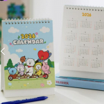 BT21 2026 Lauakalender koos boonuskleebilehega &ndash; Ametlik K-Popi tegelaskuju p&uuml;stine planeerija