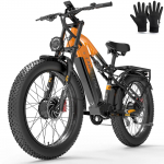 Elektriratas t&auml;iskasvanutele Lankeleisi 26 1000Wx2 mootor Maastiku-ebike Tippkiirus 48 km/h 48V 20AH Maksimaalne s&otilde;iduulatus 130 km MG800 Maks Free Warm Gloves oranž