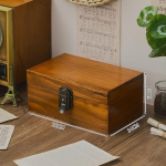 Jaapani stiilis vintage lukustatav laual olev hoiukarp, t&auml;ispuidust, dokumentide ja mitmesuguste esemete korrastamiseks, puidust