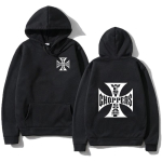West Coast Iron Cross Choppers Tr&uuml;kitud Meeste Kapuutsiga Moodne Lahe Dressipluus Unisex Mood Fliis &Uuml;legabariidiline Kapuutsiga Dressipluus Streetwear S black