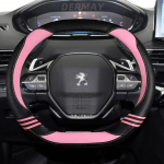 for Peugeot 508 508L ~ Cute Car Steering Wheel Cover Carbon Fibre + PU Leather Girls Auto Accessories interior Coche roosa