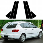 For Mazda 3 Hatchback 2006-2010 model window decoration with glossy black center pillar and carbon fiber pattern Hatchback 06-10 6pc