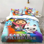 3D Gabby's Dollhouse Voodipesukomplektid Multikas Tekikott TekikotiKate Komplekt 3tk Magamistoa Kaunistus Lastele &Uuml;he-/Kaheinimese-/T&auml;is-/Queen-/King-suuruses Duvet Cover Set&EU Single(135x200cm)