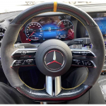 For Mercedes Benz Class W206 E-Class W213 S-Class W223 Hand-Stitched Carbon white Leather Car Steering Wheel Cover 3