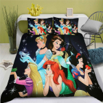 Disney printsessi seeria 100% pol&uuml;ester voodipesukomplekt Tekikott Kodu jaoks 3-osaline komplekt 1 tekikate Anime armas tr&uuml;kitud multikas EU Single(135*200cm)3pcs