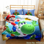 Anime Super Mario Voodipesukomplekt Tekk Multifilmi Tekikate Tekk Padjap&uuml;&uuml;r Voodipesu Lapsed Poisi Voodi Magamistoakomplekt 150*200cm 3pcs