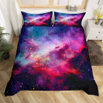 Kosmose teemaline voodipesukomplekt poistele ja t&uuml;drukutele T&auml;htede taevas Galaktika tekikate Kosmoserakett Universum tekikate &Uuml;heinimese Kuninganna suurus EU Single(135*200cm)3pcs