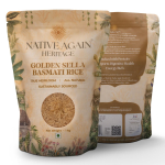 NATIVE AGAIN Kuldne Sella Basmati riis 1 kg | Esmaklassiline eelkeedetud pika tera riis | Aroomikas, mittekleepuv ja madala GI-ga | Toitaineterikas Himaalaja Ba