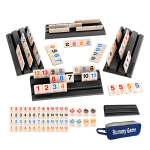 Kaasaskantav Rummy Puidust Kuubikum&auml;ngu Komplekt Digitaalne M&auml;ng koos Mahjongi Rummy Brixi & Numbrilaua Klassikalise Lauam&auml;nguga T&auml;iskasvanutele Lastele must
