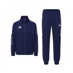 Adidas Poks 3-triibuline Klassikaline Retro Mansetiga P&uuml;ksid Jakk Kaheosaline Vabaaja Spordidress Unisex &uuml;likond Tumesinine TR30JR1BX-DBW+TR30P1R1BX-DBW S