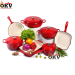 Emailitud malm 7-osaline komplekt: Suppipott, Emme pott, Praepann, Mittekleepuv pann 10-inch Round Frying Pan