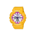 CASIO BABY G Kollektsioon Kvartsmehhanismiga Vaikrihmaga K&auml;ekell Naiste K&auml;ekell Valge sihverplaat BA-120-9B Yellow Strap