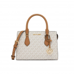 Michael Kors MK Sheila Logo Charm Tote naiste k&auml;ekott vaniljevalge tammet&otilde;rupruun 35S3G6HS5B-150 Basic Set (Bag+Dust Bag)